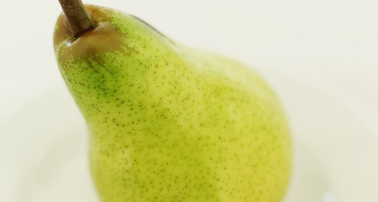 Close-up of a pear on a plate