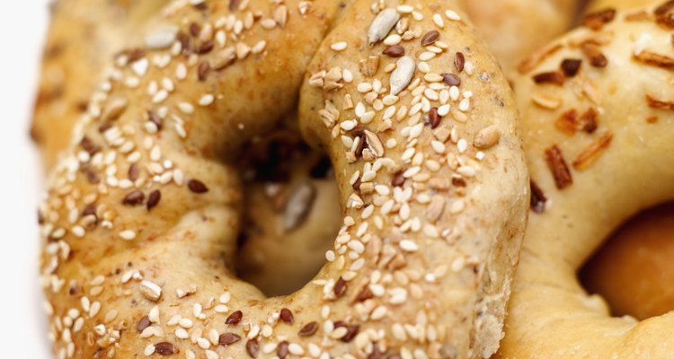 Close-up of assorted bagels on a plate