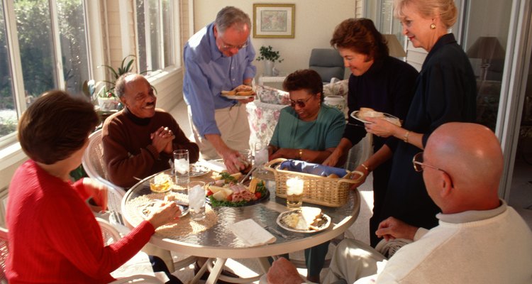 Group of people having breakfast