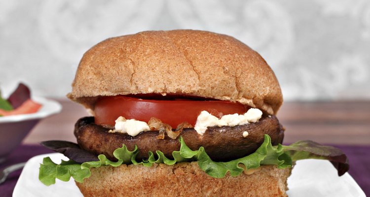 Portobello mushroom burger with goat cheese.