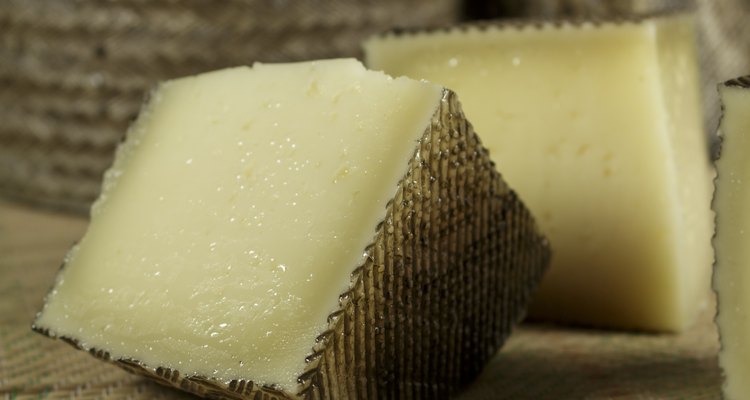 Pieces of sheep milk cheese