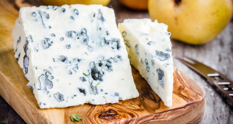 Blue cheese slices closeup