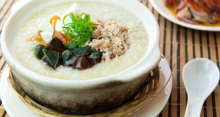 Salted and preserved egg chicken floss congee