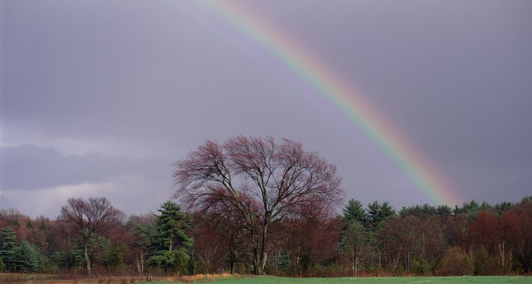 Large hanging rainbows are symbolic and attractive decorations for Sunday school.
