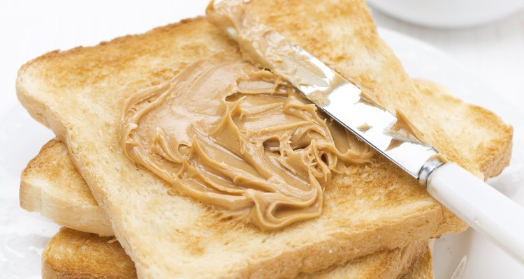 crispy toast with peanut butter for breakfast