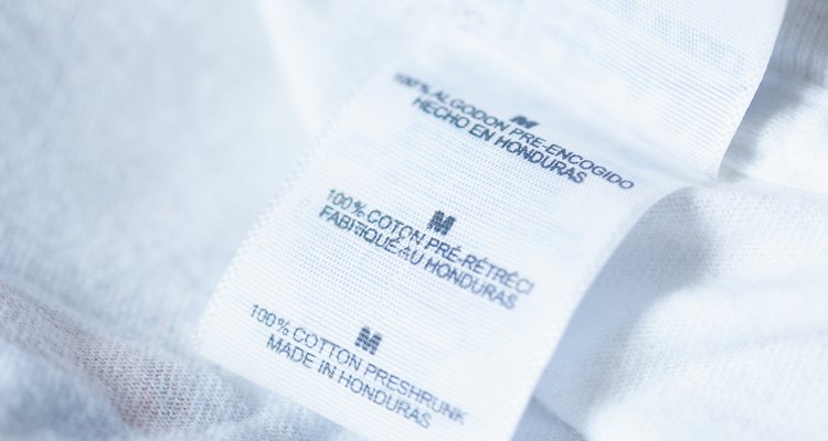 Close-up of tags on t-shirt