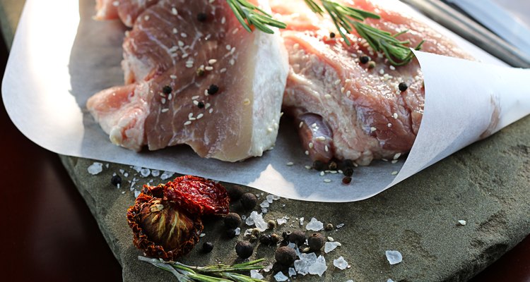 steak in a frying pan