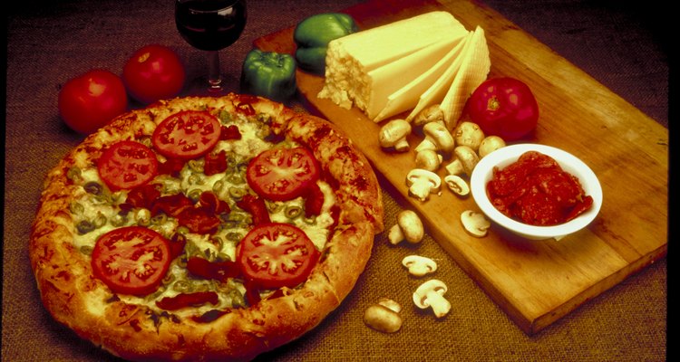 Pizza with tomatoes and olives