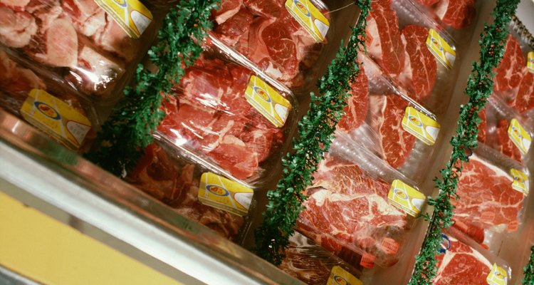 Meat display at supermarket
