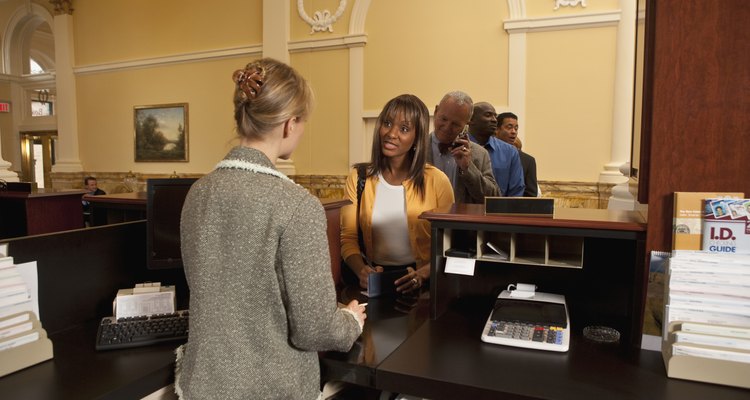 People in line at a bank