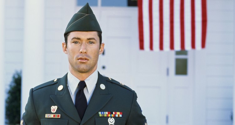 Portrait of a young man wearing a military uniform