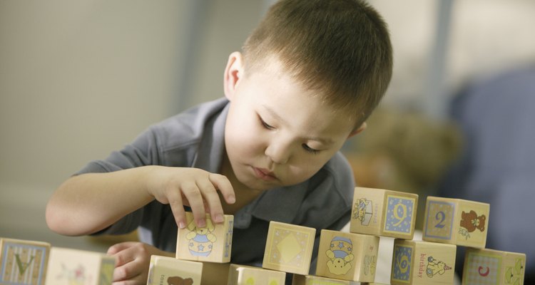 Boy playing with blocks