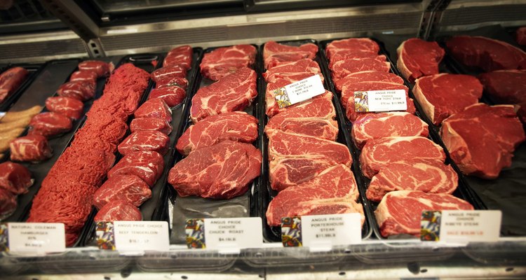 Close-up of raw meat in a supermarket
