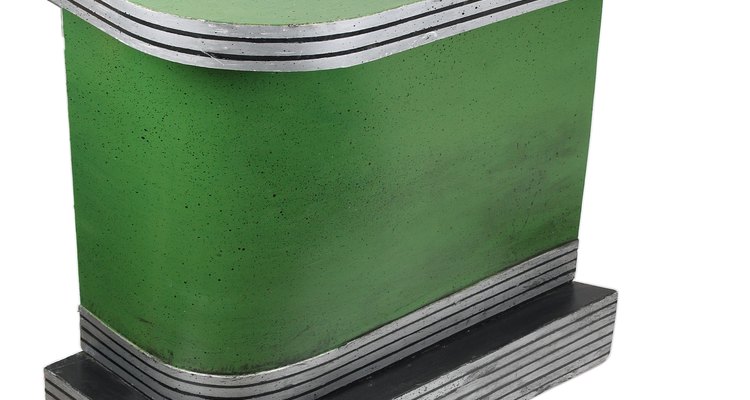 A custom-built curved bar with laminate finish and steel edge decoration.