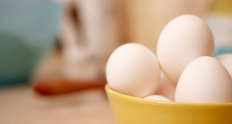 Eggs in bowl on kitchen counter