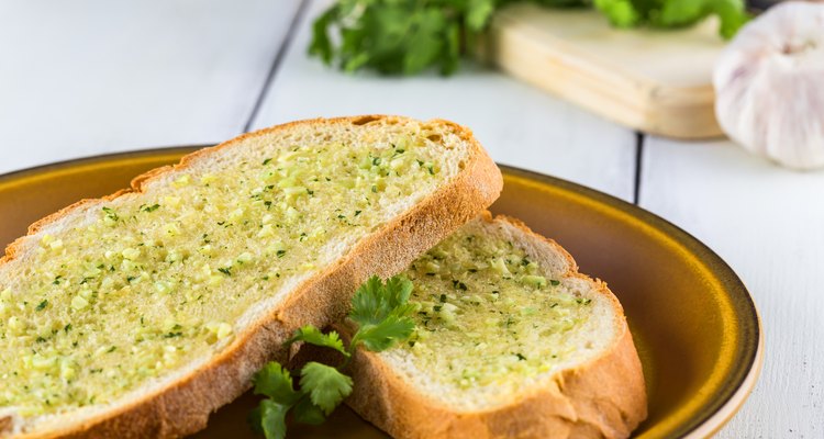 Garlic Bread on Rustic White Table