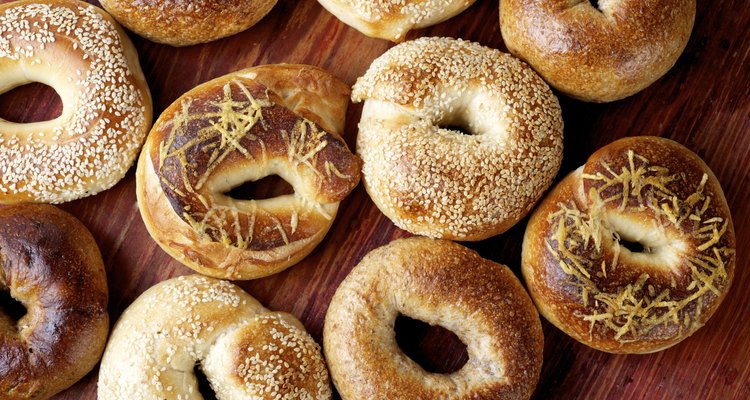 aerial view of assorted bagels