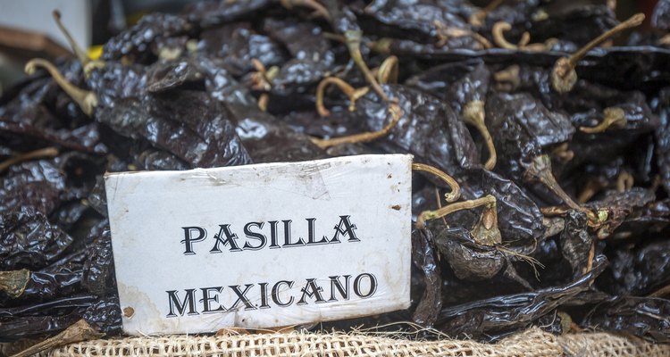 Pasilla chili in Oaxaca market, Mexico