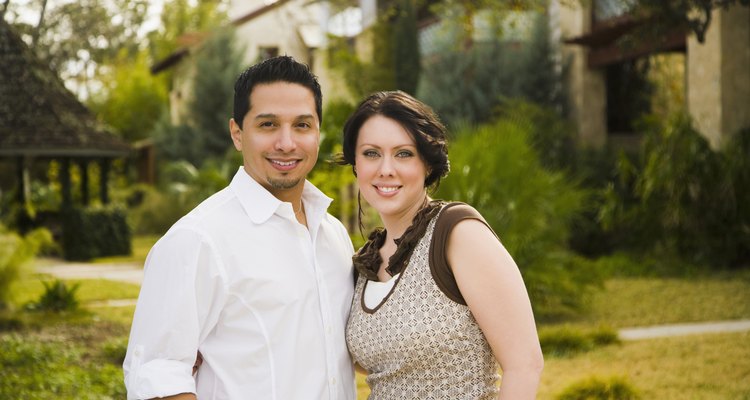 Portrait of a couple smiling in a park