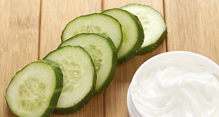 face mask with cucumber slices