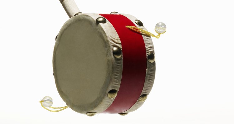 Chinese drums can be plain or brightly decorated.