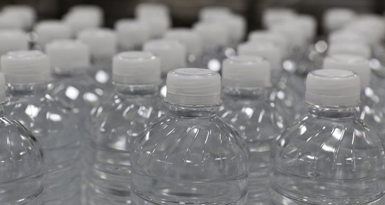Close-up view of bottles of water