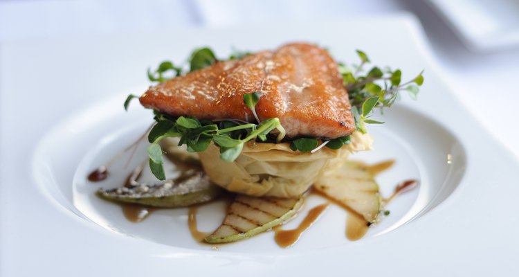 Salmon on white plate