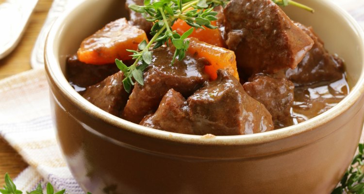beef goulash (stew)  with vegetables and herbs