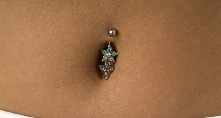 Close-up of a piercing in the navel