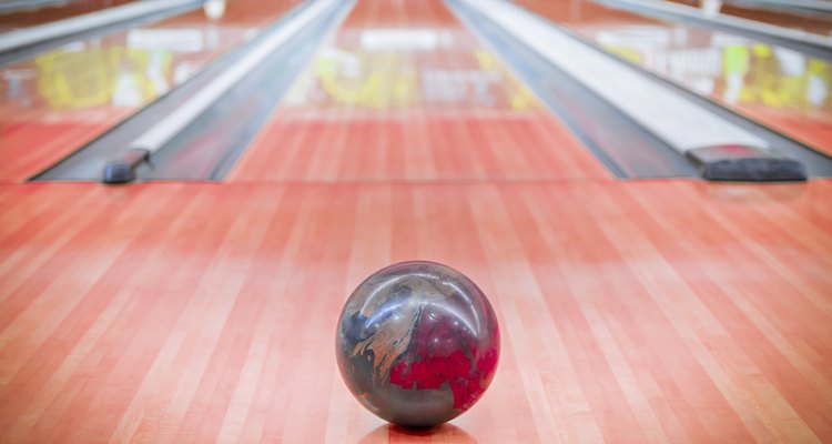 Ball brown on bowling alley.