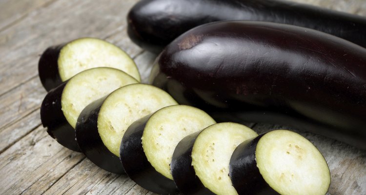 Eggplant on wooden table