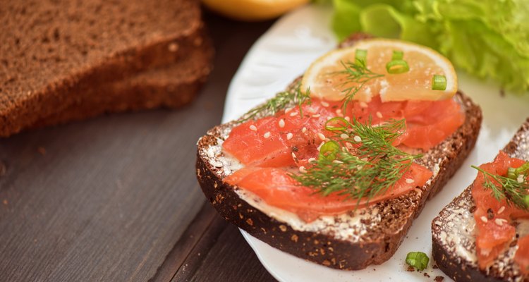 Sandwich with salmon for breakfast