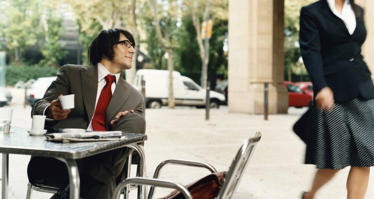 Businessman Looks Pleased as Businesswoman Walks by, barcelona, Spain