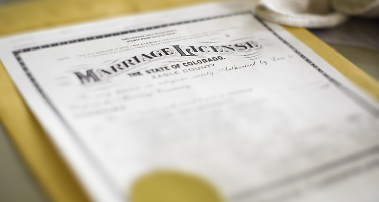 Marriage License Closeup Detail with Selective Focus