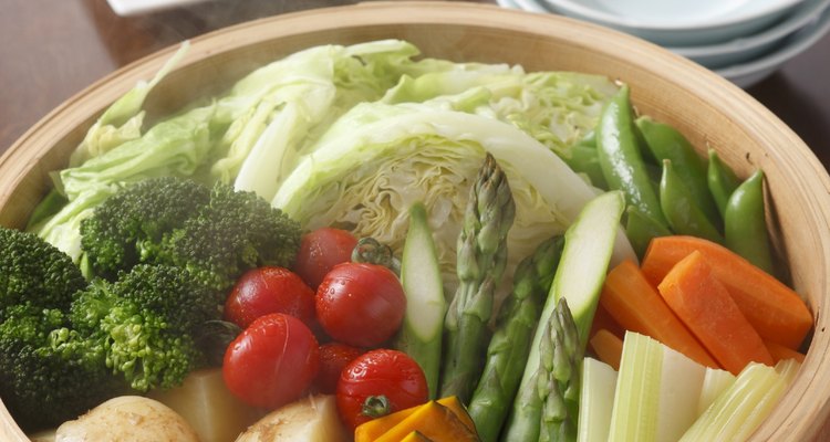 Variety of Japanese style steamed vegetables
