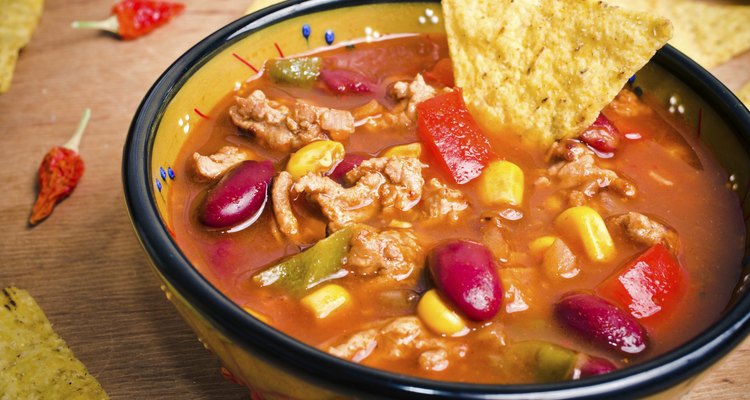 Mexican soup with tacos