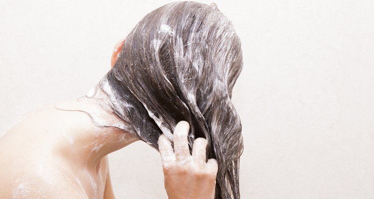 Woman washing her hair