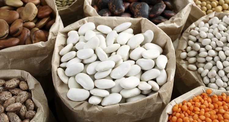 white beans in paper bag