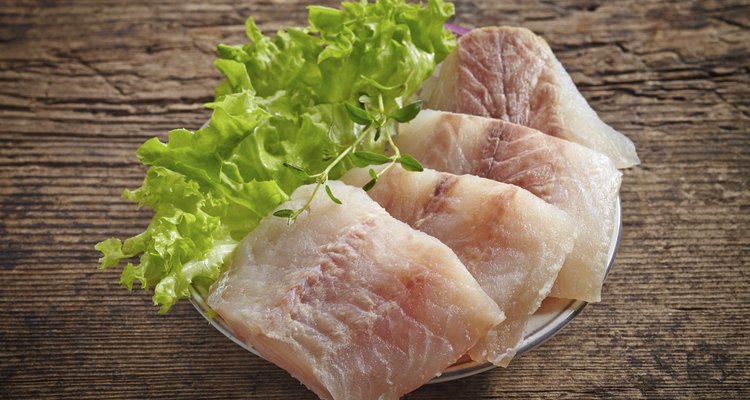 raw hake fish fillet pieces