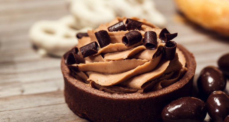 Mousse cake on a rustic wooden table