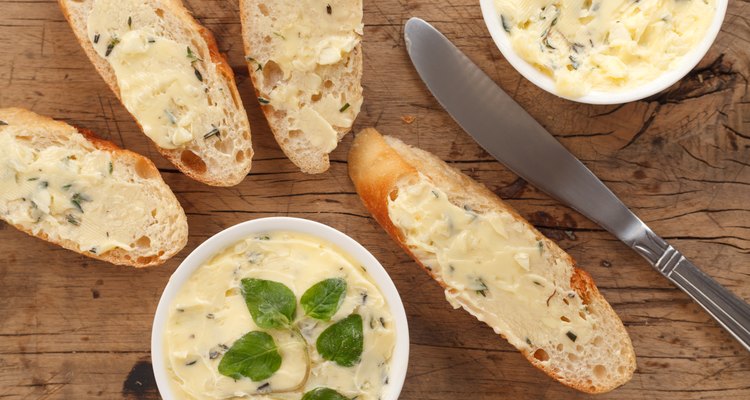 garlic bread compound butter herb baguette thyme rosemary coriander oregano