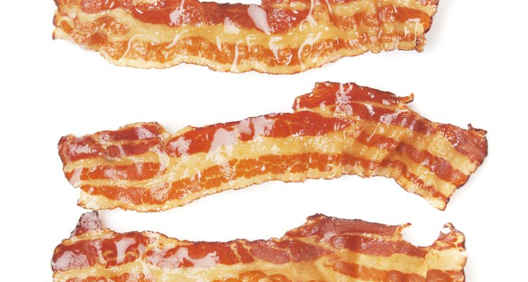 Slices of fried bacon