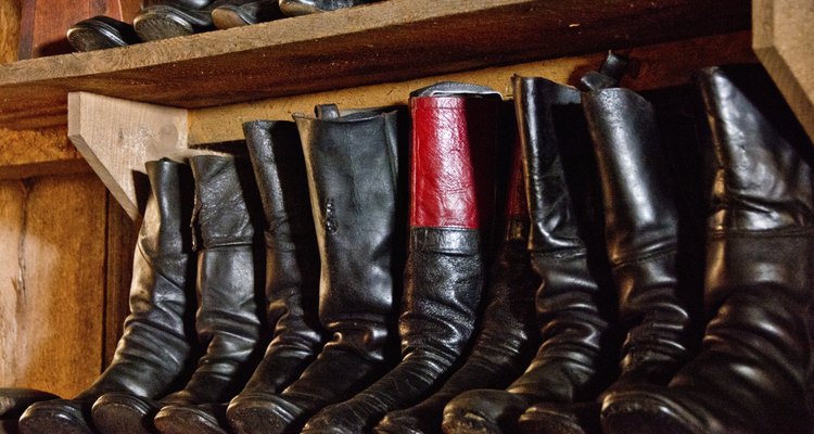 Black and red handmade leather boots