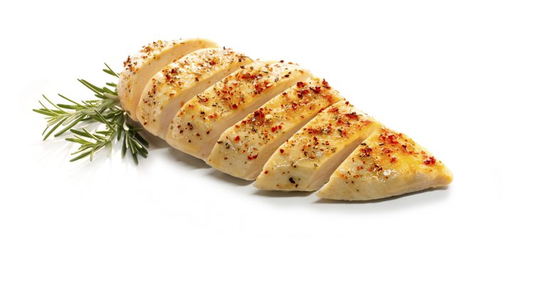 Sliced grilled chicken breast with decoration
