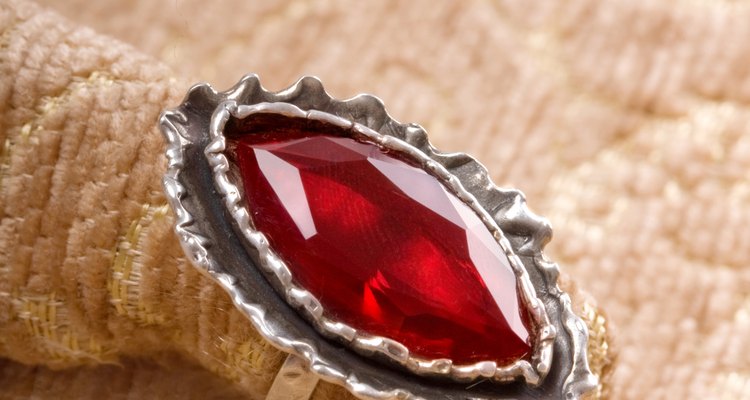 ring with semiprecious red stone