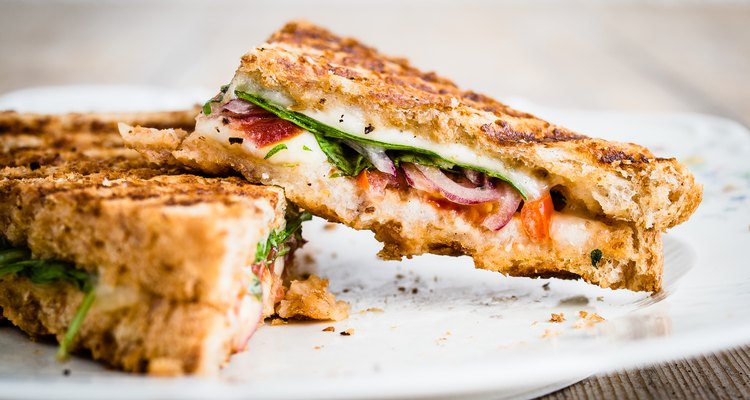 Vegetarian panini with tomatoes and mozzarella