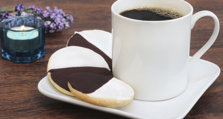 Black and White Cookies with a Cup Of Coffee