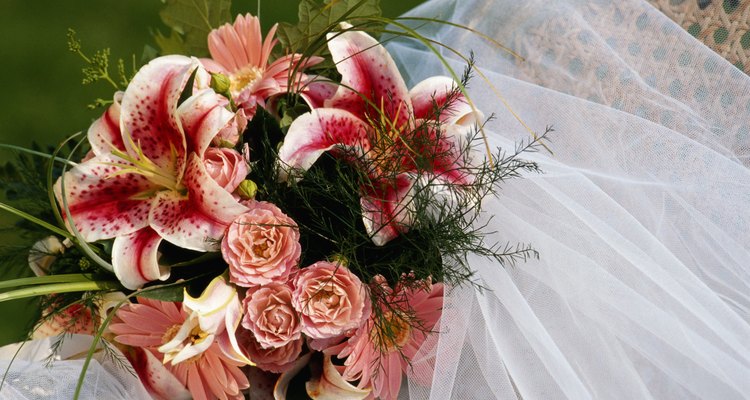 Flower bouquet on chair, close-up