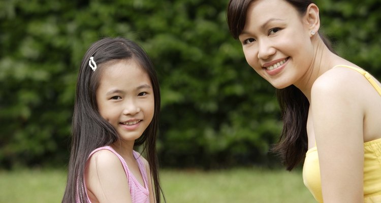 Mother and daughter in the park