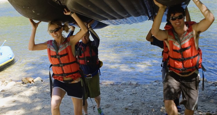 Inflatable rafts come in many different colours, shapes and sizes.